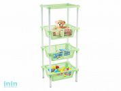 Этажерка Mommy love (Мамми лав) 4-х секционная, чайное дерево, BEROSSI (Изделие из пластмассы. Размер 401 х 278 х 935 мм)