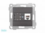 Розетка телефонная 1хRJ12 (скрытая, без рамки) дымчаиая, RITA, MUTLUSAN