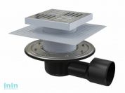 Сливной трап 150х150/50/75, боковой сток, решетка - нерж. сталь, гидрозатвор - комб. Alcaplast (Сливной трап 150х150/50/75, боковой сток, решетка - не