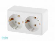 Розетка 2-ая (открытая, с/з) белая, Эконом, Юпитер (РА16-017) (ЮПИТЕР)