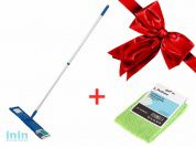 Швабра для пола с насадкой из микрофибры, синяя + Салфетка из микрофибры Универсальная (45-351110) (Промо) (PERFECTO LINEA)