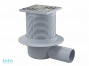 Сливной трап 105х105/50, подводка - боковая, решетка - нержавеющая сталь, гидрозатвор - мокрый, Alca (Сливной трап 105х105/50, подводка - боковая, реш