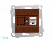 Розетка компьютерная 1xRJ45 (Cat5e, скрытая, без рамки) орех, RITA, MUTLUSAN
