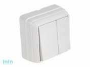 Выключатель 2-клав. (открытый) белый, BRON, MUTLUSAN (10 A, 250 V, IP 20)