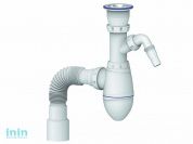 Сифон для умывальника с выпуском, с отводом для стиральной машины, с гибкой трубой, Unicorn