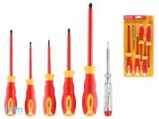 Набор отверток диэлектрических 6шт STARTUL MASTER (ST3051-6) (Комплект: SL4.0х0.8х100мм, SL5.5х1.0х125мм, PH1х80мм, PH2х100мм,  PH3х150мм, тестер)