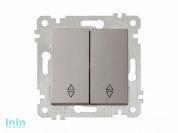 Выключатель проходной 2-клав. (скрытый, без рамки, винт. зажим) титан, RITA, MUTLUSAN (10 A, 250 V, IP 20)