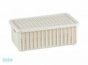 Ящик для хранения с крышкой ВЯЗАНИЕ 95x150x270мм (белый) (IDEA)
