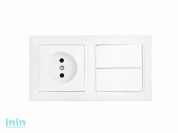 Блок выкл. 2 клав. + розетка (скрытая, б/з) белая, Стиль, Bylectrica (Блоквыключатель двухклавишный + розетка скрытой установки Гарантийный срок:24 ме