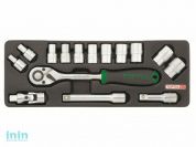 Набор-сет головок 1/2" 8-24мм 15предм. 6гр. TOPTUL (GCAT1502)