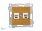 Розетка телефонная + компьютерная (RJ12+Cat5e, скрытая, без рамки) дуб, RITA, MUTLUSAN