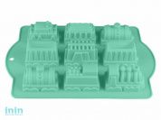 Форма для выпечки, силиконовая, паровозики, 34 х 24 х 5 см, бирюзовая, PERFECTO LINEA (Супер цена!)