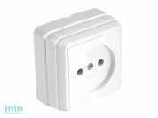 Розетка 1-ая (открытая, б/з, керамика) белая, BRON, MUTLUSAN (16 A, 250 V, IP 20)