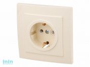 Розетка 1-ая (скрытая, с/з) бежевая, Стандарт, Юпитер (RS 16-133-БЖ) (ЮПИТЕР)