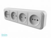 Розетка 4-ая (открытая, б/з) белая, Стандарт, Юпитер (RA16-464-Б) (ЮПИТЕР)