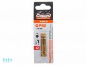Насадка крестообразная PH2 50мм  2шт с титановым напылением GEPARD (GP3800-50) (бита Phillips сталь S2 магнитная TIN покрытие)