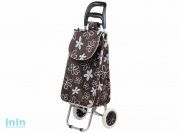 Сумка-тележка хозяйственная на колесах 30 кг, коричневая, цветы, PERFECTO LINEA