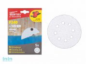 Шлифлист 125мм круг Р240 д/краски самосцепл. 8 отв. 5 шт. WORTEX