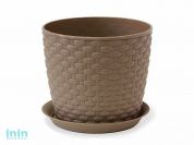 Кашпо РОТАНГ 2л с поддоном (бежевый) (IDEA)