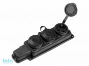 Розетка 3-ая переносная (с/з, 16А, 250В, брызг. защ.) каучук, черная, Юпитер (РП16-334) (ЮПИТЕР)