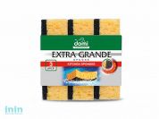 Губки кухонные сверхбольшие 3 шт DOMI (Состав: поролон-бежевый, фибра- черная. Размер губки: 117х75х39мм)