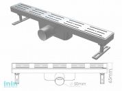 Сливной трап горизонтальный D 50, решетка нерж., 65х400мм, NOVA