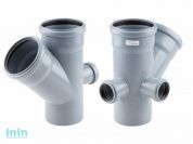 Крестовина двухплоскостная для внутренней канализации 110/110х45/50/50 левая, тыл РосТурПласт (Крестовина 2-х плоскостная110х110х45х50х50х50)