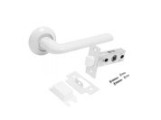 Комплект ручка и защелка АЛЛЮР АРТ "ПОЛО" W+L45-8 W (15110/S45) матовый белый