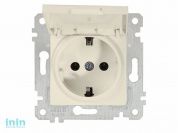 Розетка 1-ая (скрытая, без рамки, с/з, с крышкой) кремовая, RITA, MUTLUSAN (16 A, 250 V, IP 20)