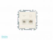 Розетка 2-ая комби телефонная+компьютерная (скрытая) бежевая, Стиль, BYLECTRICA (телефонная комбинированная для скрытой установки (полимерный суппорт)