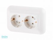 Розетка 2-ая (скрытая, с/з) белая, Эконом, Юпитер (РC16-002) (ЮПИТЕР)