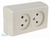 Розетка 2-ая (открытая, б/з) кремовая, BRON, MUTLUSAN (16 A, 250 V, IP 20)