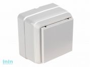 Розетка 1-ая (открытая, с/з, с крышкой, керамика) белая, BRON, MUTLUSAN (16 A, 250 V, IP 20)