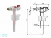 Впускной механизм с бок. подвод. и металл. резьбой для пластик. бачков и сист.инсталляции, Alcaplast (Впускной механизм с бок. подвод. и металл. резьб