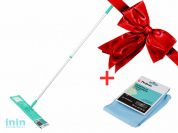 Швабра для пола с насадкой из микрофибры, бирюзовая + Салфетка из микрофиб. Чистое окно (45-350110) (Промо) (PERFECTO LINEA)