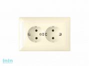 Розетка 2-ая (скрытая, с/з) бежевый, Стиль, BYLECTRICA (штепсельная двухместная скрытой установки Гарантийный срок:24 месяца)