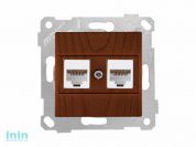 Розетка компьютерная 2xRJ45 (Cat6, скрытая, без рамки) орех, RITA, MUTLUSAN