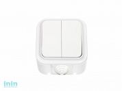 Выключатель 2 клав. (открытый, 6А, брызг. защ.) белый, Пралеска Аква, Bylectrica (Выключатель двухклавишный брызгозащищенный открытой установки Гарант