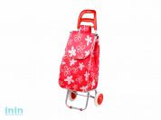 Сумка-тележка хозяйственная на колесах 30 кг, красная, цветы, PERFECTO LINEA