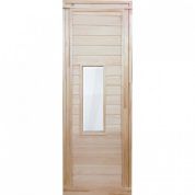 Дверь для бани деревянная 1700х700мм со стеклом