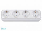 Розетка 4-ая (открытая, с/з, з/ш) белая, Вариант, Bylectrica (Розетка штепсельная четырехместная для открытой установки с заземляющим контактом со што