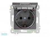 Розетка 1-ая (скрытая, без рамки, с/з, с крышкой) дымчатая, RITA, MUTLUSAN (16 A, 250 V, IP 20)