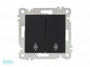 Выключатель проходной 2-клав. (скрытый, без рамки, винт. зажим) черный, RITA, MUTLUSAN (10 A, 250 V, IP 20)