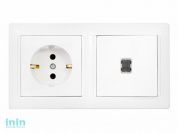 Блок выкл. 1 клав. + розетка (скрытая, с/з) со световой индикацией, белая, Стиль, BYLECTRICA (Гарантийный срок:24 месяца)