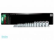 Набор головок 1/4", 3/8", 1/2" "звездочка" E4-E24мм 14предм. на подвесе TOPTUL (GAAR1402)