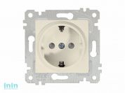 Розетка 1-ая (скрытая, без рамки, с/з, шторки) кремовая, RITA, MUTLUSAN (16 A, 250 V, IP 20)
