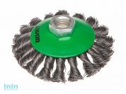 Щетка дисковая косич.100мм/M14 ВОЛАТ (для УШМ шлифмашины болгарки М14 тарелка торцевая крацовка)