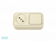 Блок выкл. 1 клав. + розетка (открытая, б/з) бежевая, Вариант, BYLECTRICA (Выключатель одноклавишный + розетка открытой установки Гарантийный срок:24