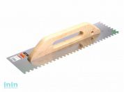 Гладилка швейц.нерж.с дер.ручкой 126х480мм зуб 10x10мм STARTUL MASTER (ST1056-10) (для нанесения клея плиточного, клея для блоков)