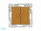 Выключатель 2-клав. (скрытый, без рамки, винт. зажим) дуб, RITA, MUTLUSAN (10 A, 250 V, IP 20)